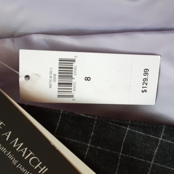 Banana Republic Factory sz 8 pit 18.5 inches window pane blazer gray&white NWT - Picture 6 of 7